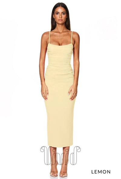 Nookie Tucked Tease Midi in Lemon / Yellows